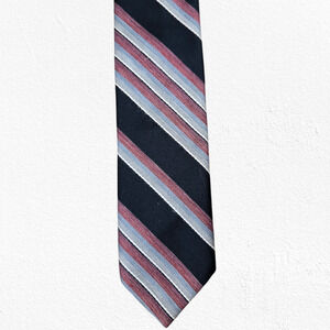 1960s Vintage Black Red Diagonal Striped USA Made Damon Neck Tie 3 x 57.5